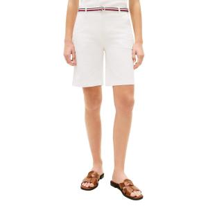 Tommy Hilfiger Womens Mid Rise 9″ Chino Shorts with Stretch Bermuda Shorts(Ecru/Rwb)