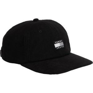Tommy Jeans Mens Tommy Jeans Hats for Men | Corduroy Logo Adjustable Baseball Cap(Black)