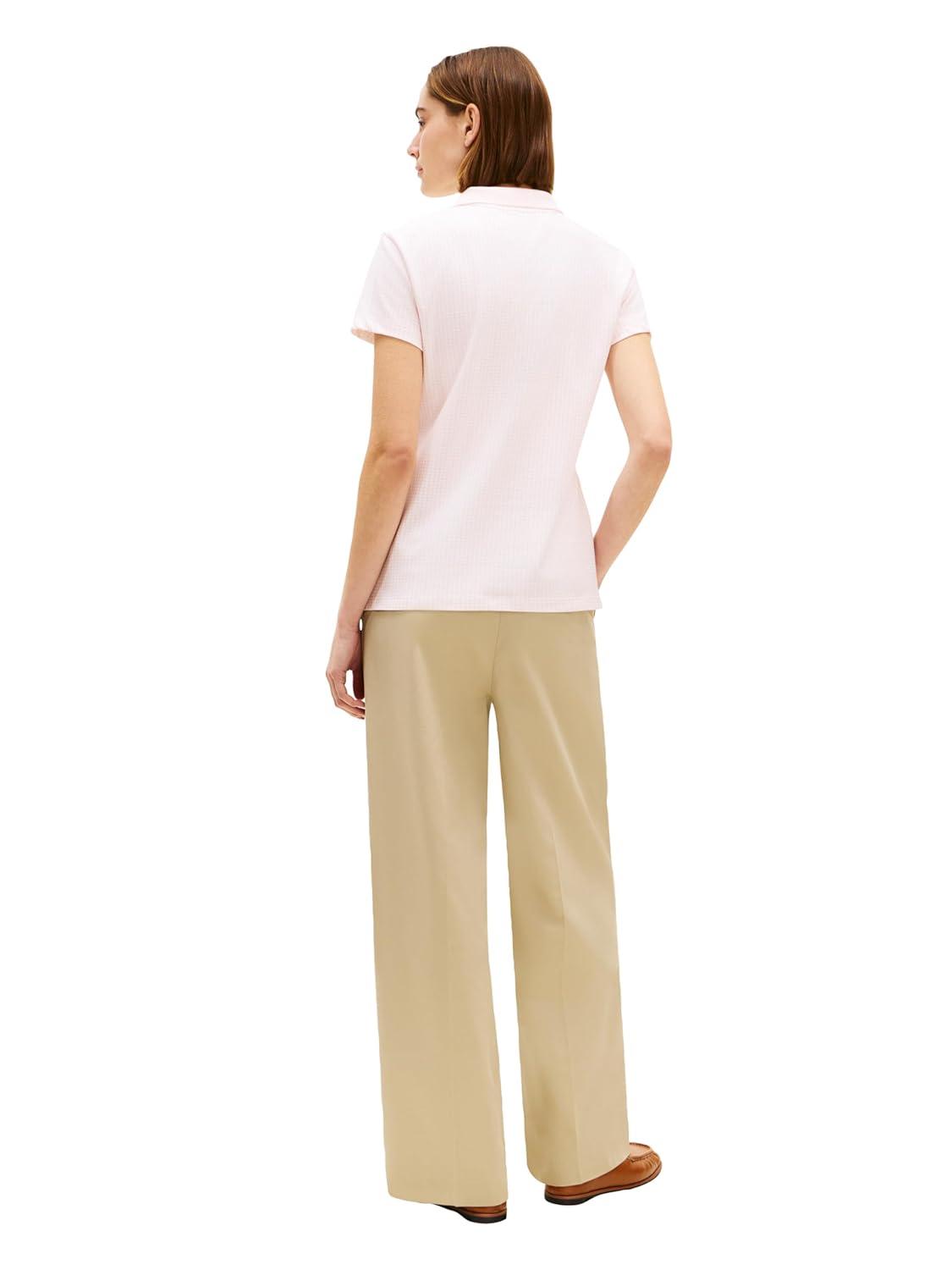 imageTommy Hilfiger Womens Cotton Pique Short Sleeve Polo Shirt in Classic Fit with StretchGingham Check Light Pink
