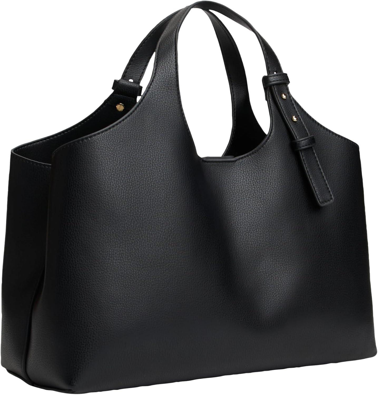 imageTommy Hilfiger Womens Large Logo Satchel Bag With Removable Crossbody StrapBlack