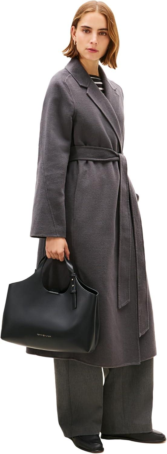 imageTommy Hilfiger Womens Large Logo Satchel Bag With Removable Crossbody StrapBlack
