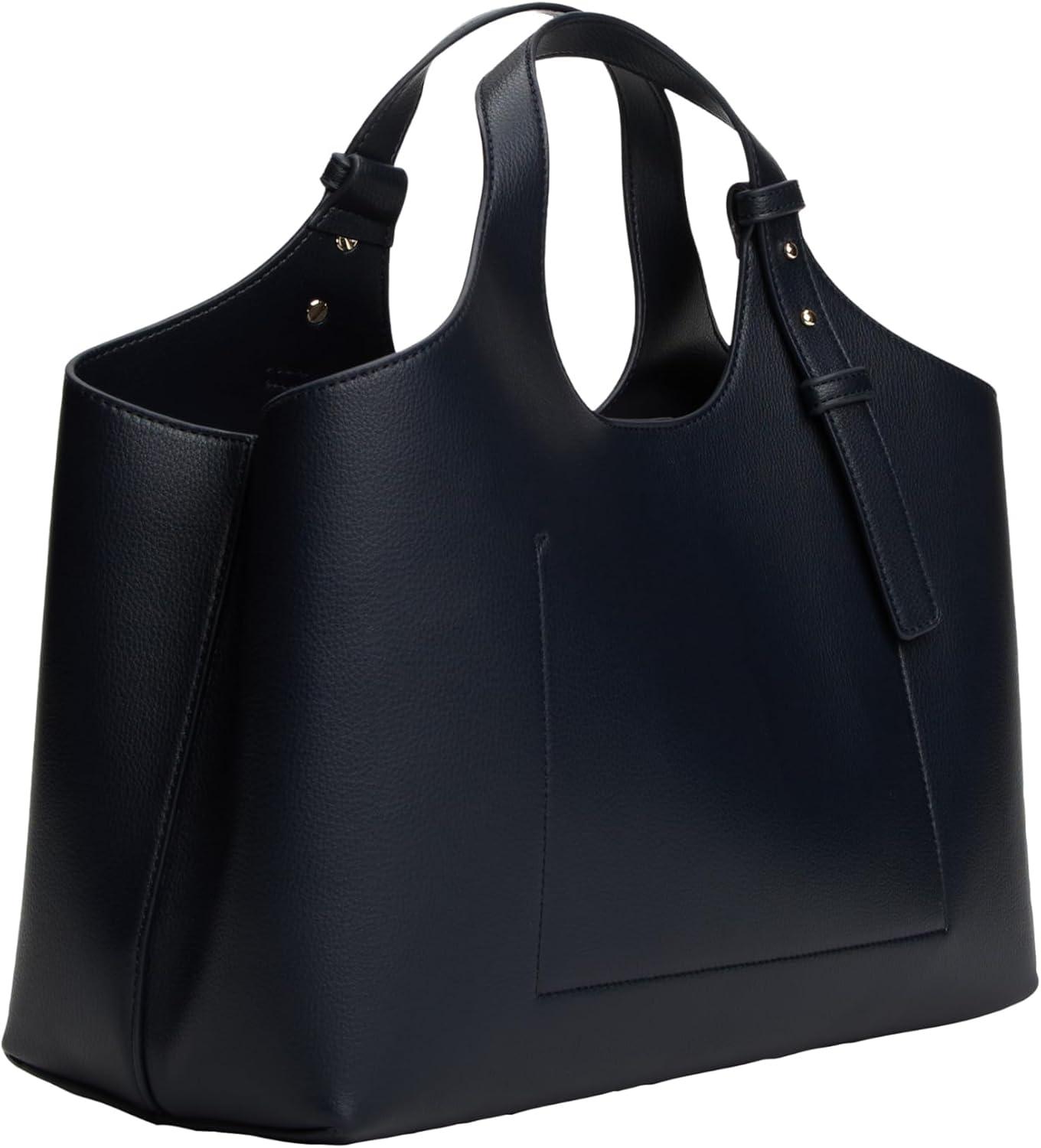 imageTommy Hilfiger Womens Large Logo Satchel Bag With Removable Crossbody StrapSpace Blue