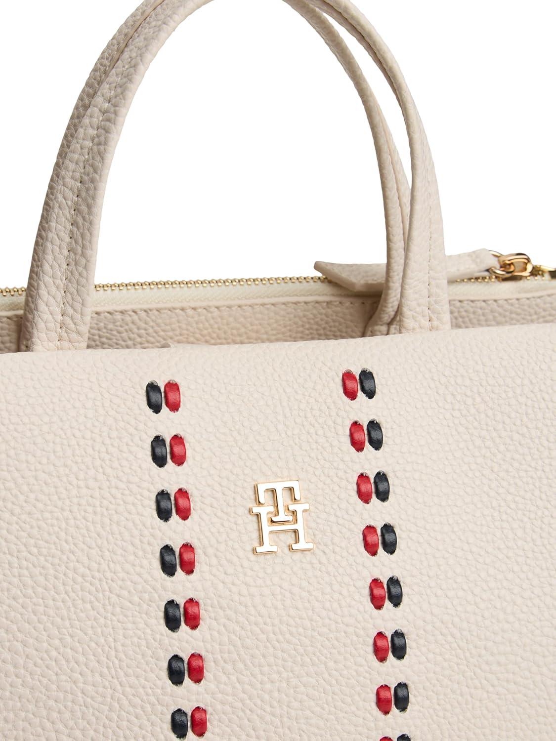 imageTommy Hilfiger womens Large Timeless Satchel Bag With Removable Crossbody StrapSoft Cream