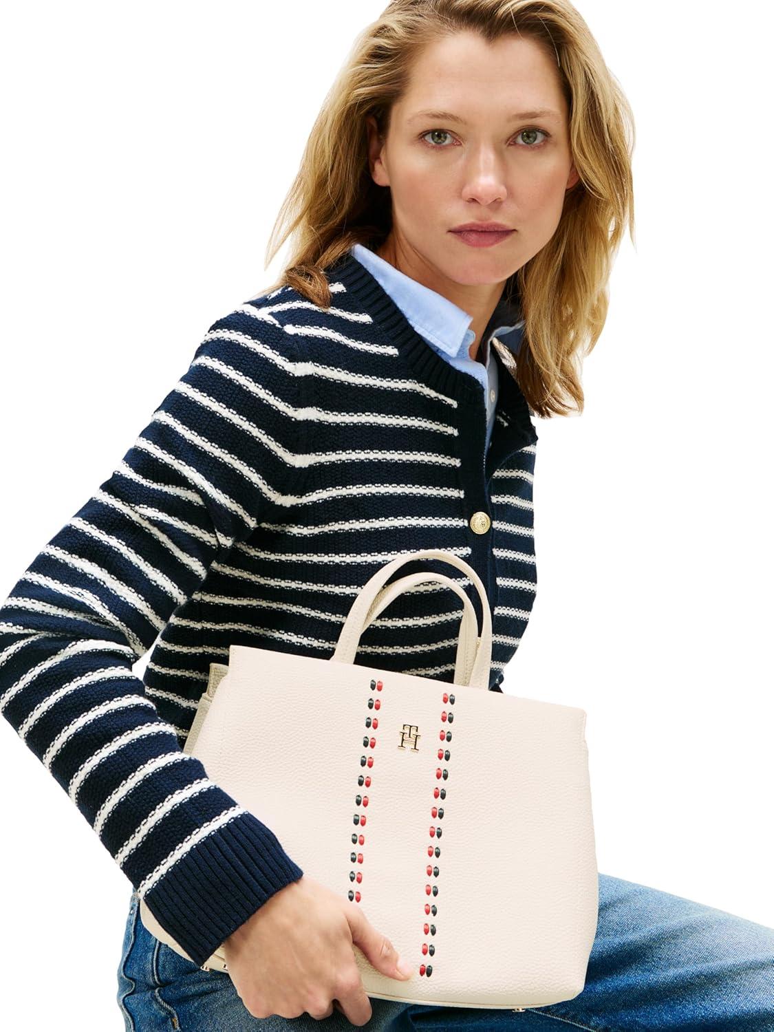 imageTommy Hilfiger womens Large Timeless Satchel Bag With Removable Crossbody StrapSoft Cream