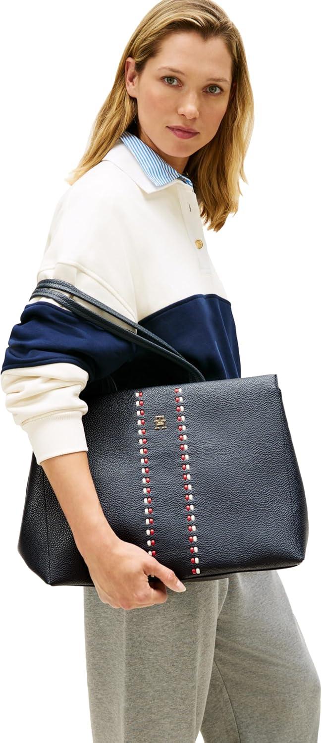 imageTommy Hilfiger womens Timeless Large Tote Bag With ZipperSpace Blue