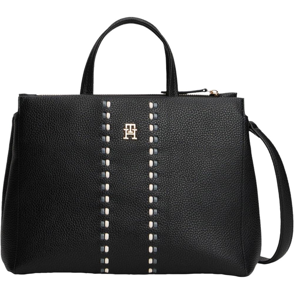 imageTommy Hilfiger womens Large Timeless Satchel Bag With Removable Crossbody StrapBlack