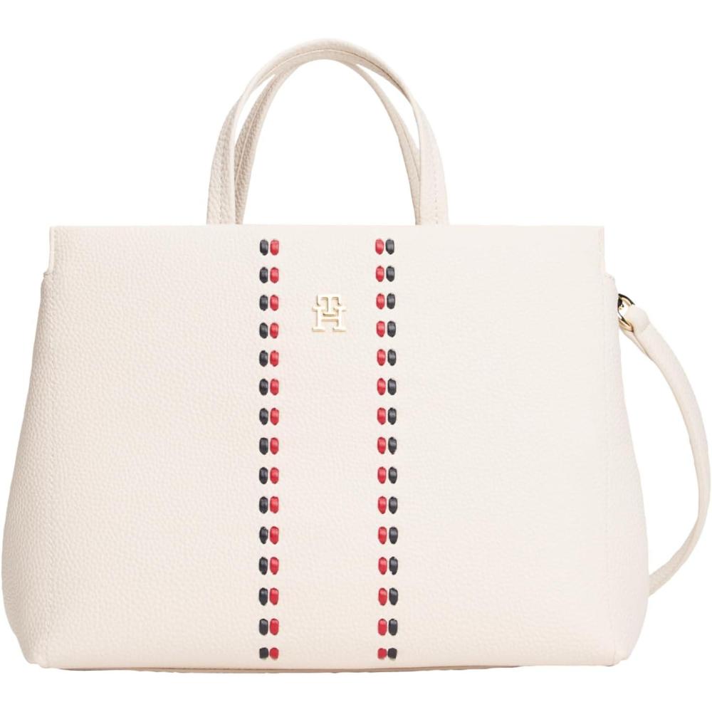 imageTommy Hilfiger womens Large Timeless Satchel Bag With Removable Crossbody StrapSoft Cream