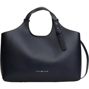 Tommy Hilfiger Women’s Large Logo Satchel Bag With Removable Crossbody Strap(Space Blue)