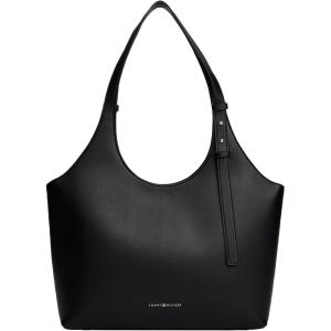 Tommy Hilfiger Women’s Logo Large Tote Bag With Adjustable Strap(Black)