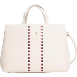 Tommy Hilfiger womens Large Timeless Satchel Bag With Removable Crossbody Strap(Soft Cream)