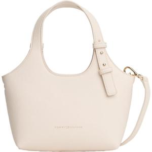 Tommy Hilfiger womens Logo Mini Tote Bag With Removable Crossbody Strap(Soft Cream)