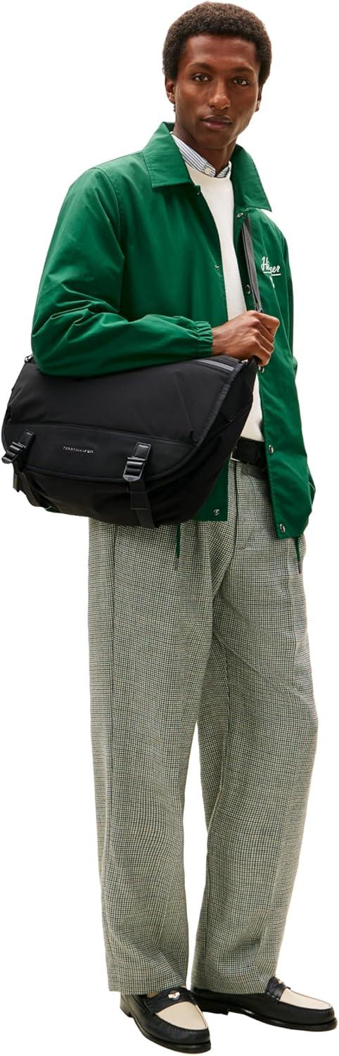 imageTommy Hilfiger mens Lightweight Messenger Laptop Bag With Buckle and Adjustable StrapBlack