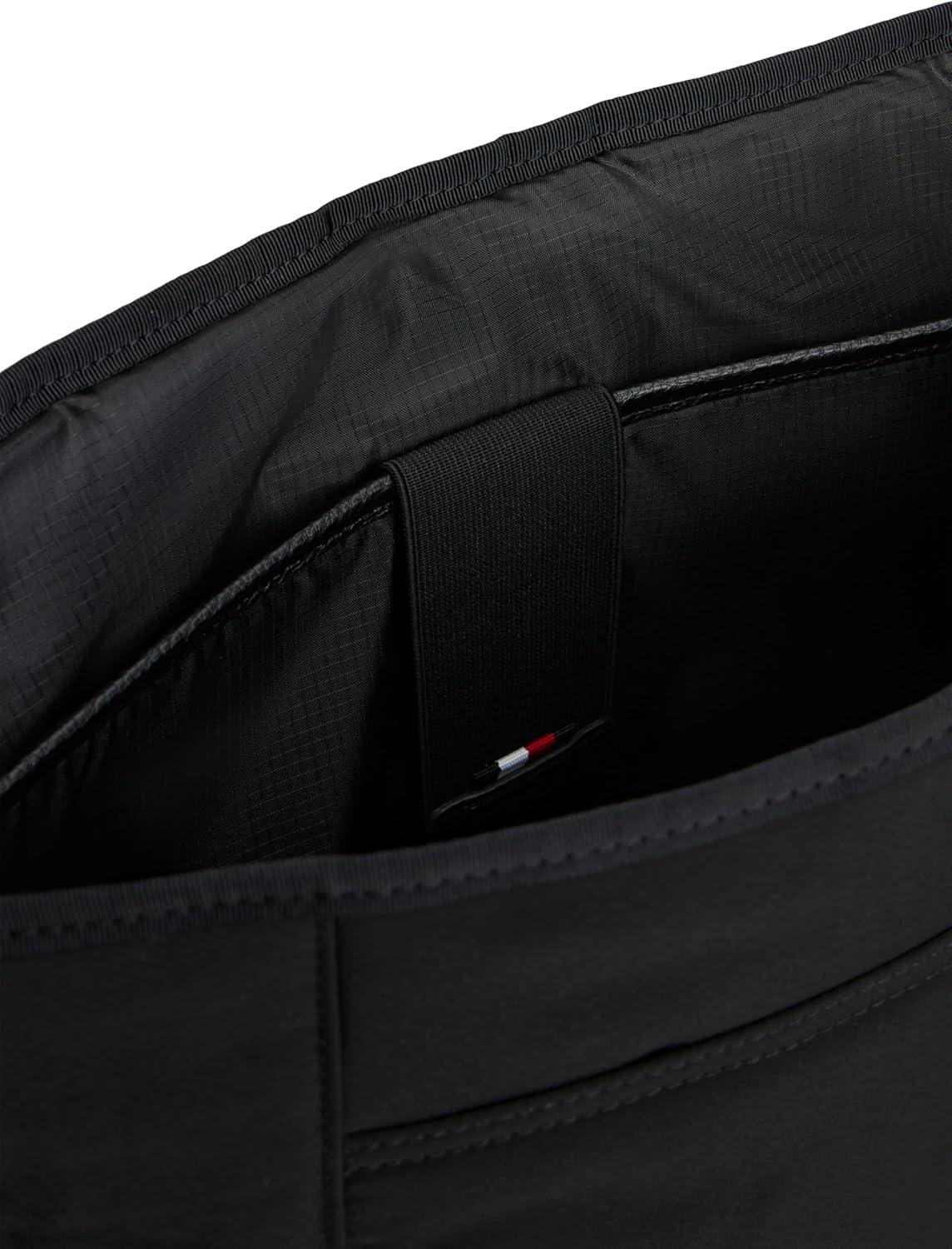 imageTommy Hilfiger mens Lightweight Messenger Laptop Bag With Buckle and Adjustable StrapBlack