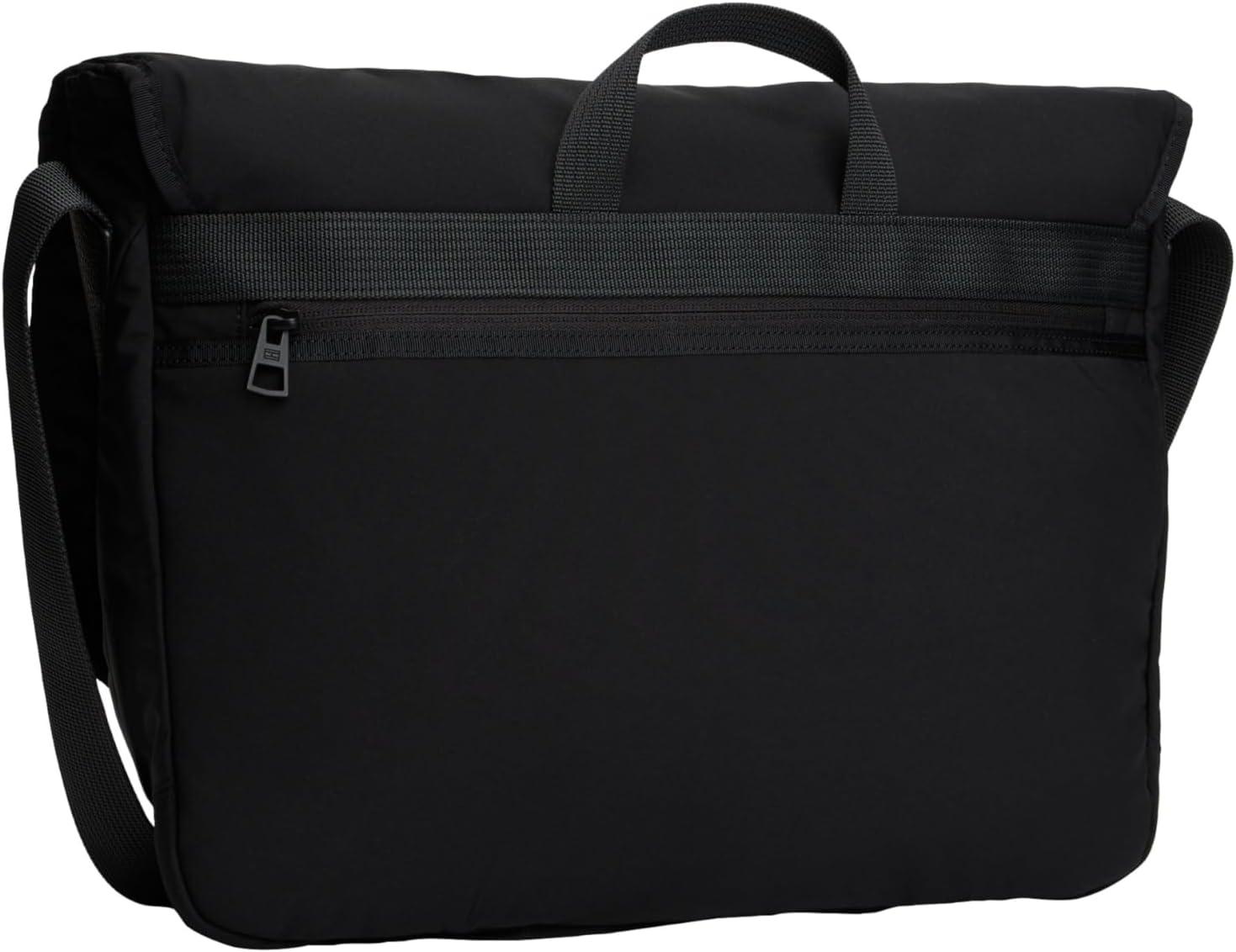 imageTommy Hilfiger mens Lightweight Messenger Laptop Bag With Buckle and Adjustable StrapBlack
