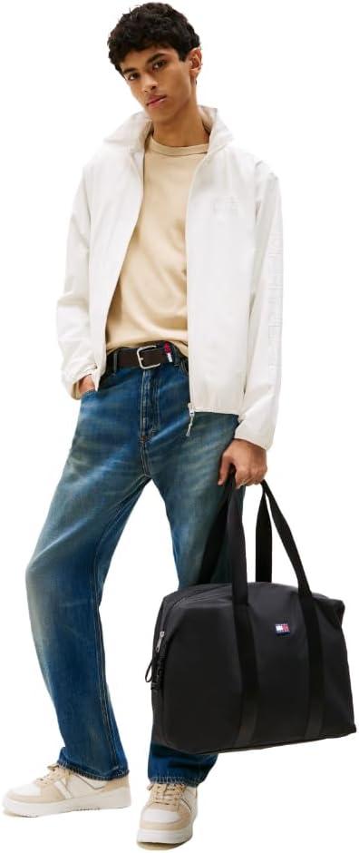 imageTommy Jeans mens Urban Duffle Bag for Travel and Gym With Shoulder StrapsBlack