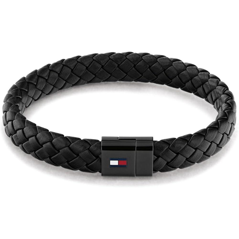 imageTommy Hilfiger Mens Jewelry Round Braided Leather BraceletBlack