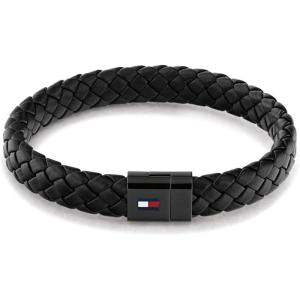 Tommy Hilfiger Men’s Jewelry Round Braided Leather Bracelet(Black)
