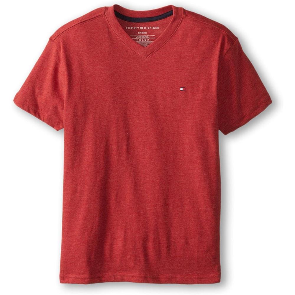 imageTommy Hilfiger Boys Short Sleeve Solid VNeck TShirt Soft Comfortable Relaxed FitBullseye