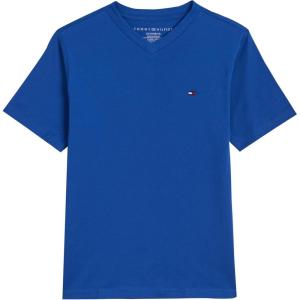 Tommy Hilfiger Boys’ Short Sleeve Solid V-Neck T-Shirt, Soft, Comfortable, Relaxed Fit(Classic Blue Iolite)