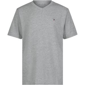 Tommy Hilfiger Boys’ Short Sleeve Solid V-Neck T-Shirt, Soft, Comfortable, Relaxed Fit(Grey Heather)