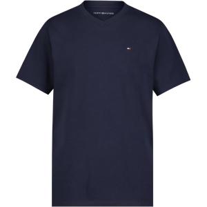 Tommy Hilfiger Boys’ Short Sleeve Solid V-Neck T-Shirt, Soft, Comfortable, Relaxed Fit(Navy Blazer)