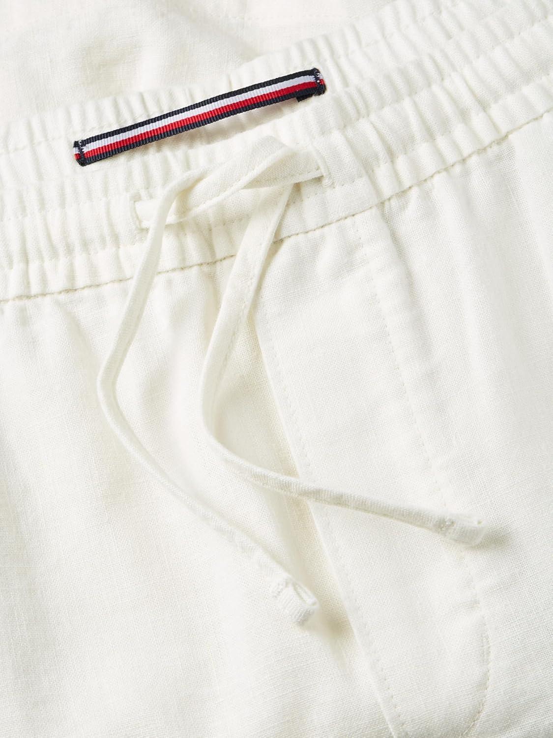 imageTommy Hilfiger Mens Casual Linen Shorts 7 Inch with StretchIvory Silk