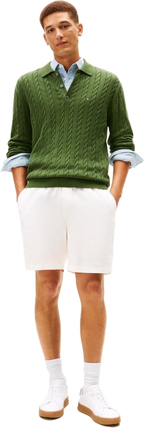 imageTommy Hilfiger Mens Casual Linen Shorts 7 Inch with StretchIvory Silk