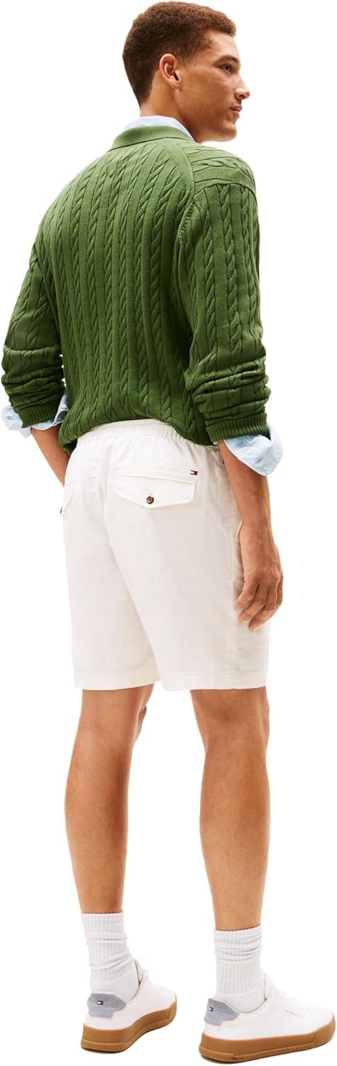 imageTommy Hilfiger Mens Casual Linen Shorts 7 Inch with StretchIvory Silk