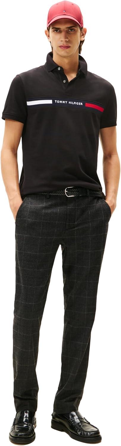 imageTommy Hilfiger Mens Short Sleeve Casual Polo Shirts in Regular Fit with Chest Logo DesignsBlack