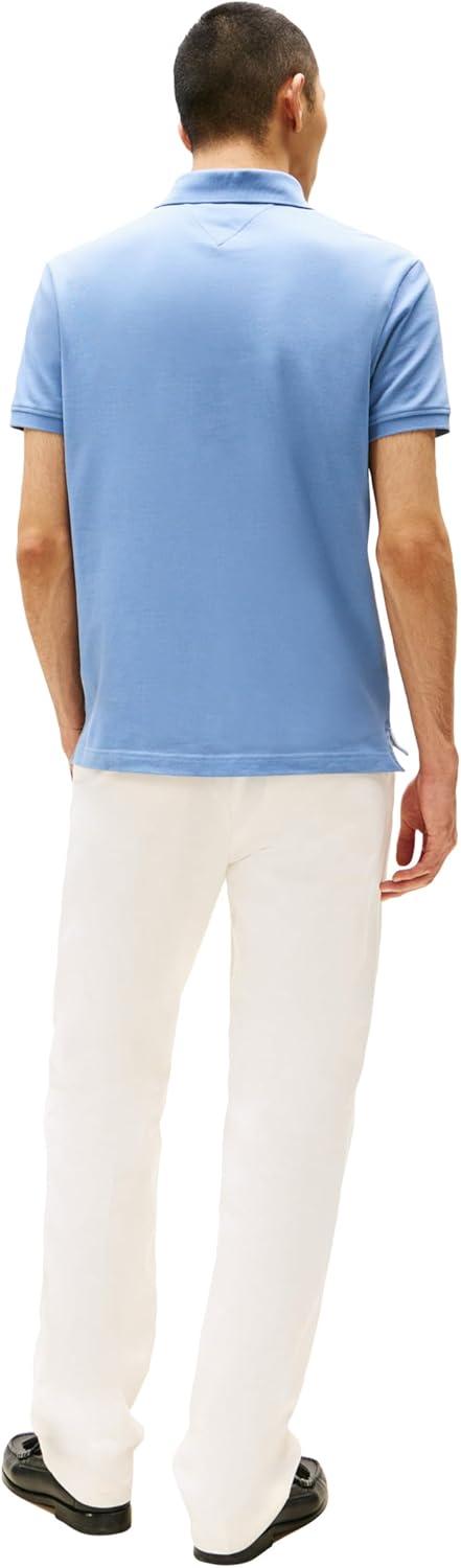 imageTommy Hilfiger Mens Short Sleeve Casual Polo Shirts in Regular Fit with Chest Logo DesignsBrisk Blue