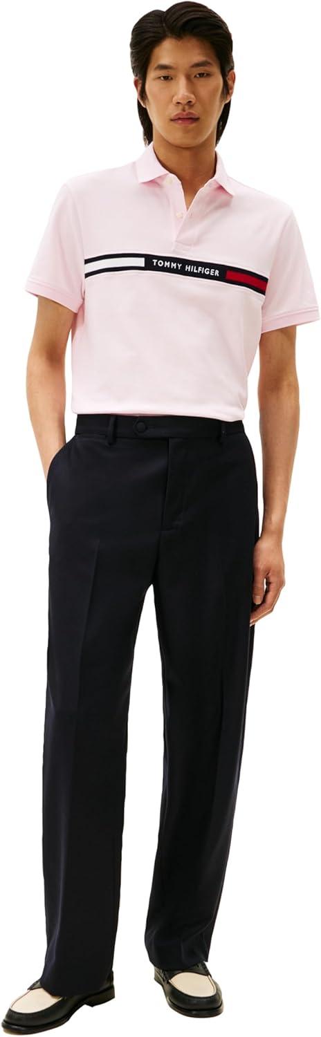 imageTommy Hilfiger Mens Short Sleeve Casual Polo Shirts in Regular Fit with Chest Logo DesignsLight Pink
