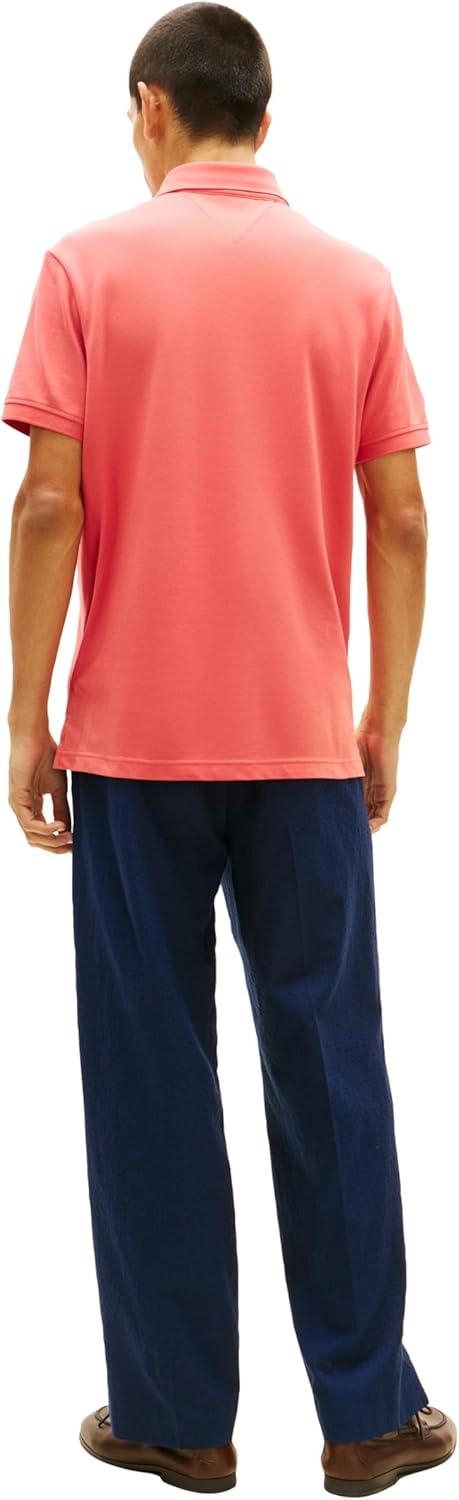 imageTommy Hilfiger Mens Short Sleeve Casual Polo Shirts in Regular Fit with Chest Logo DesignsVintage Red