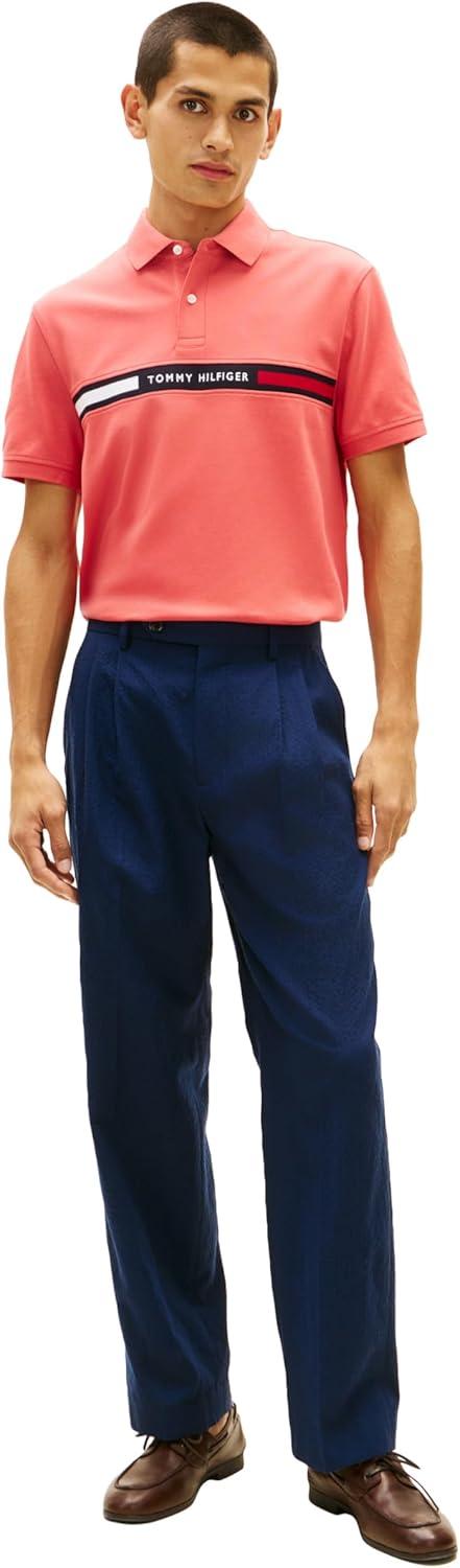 imageTommy Hilfiger Mens Short Sleeve Casual Polo Shirts in Regular Fit with Chest Logo DesignsVintage Red