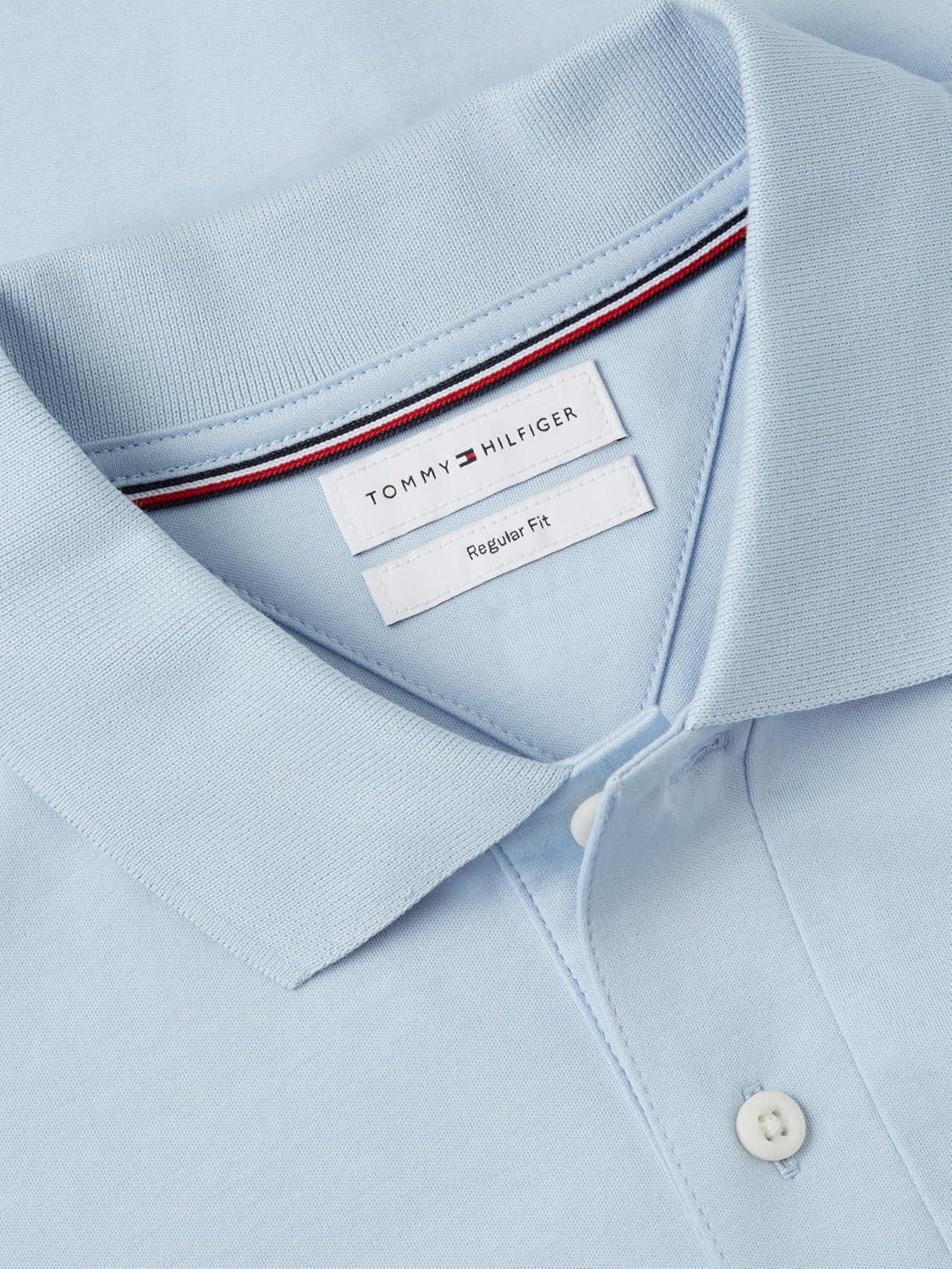 imageTommy Hilfiger Mens Short Sleeve Casual Polo Shirts in Regular Fit with Liquid CottonBreezy Blue