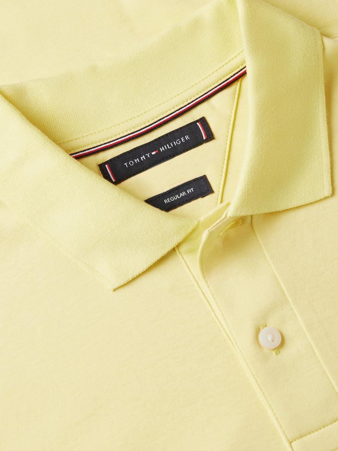 imageTommy Hilfiger Mens Short Sleeve Casual Polo Shirts in Regular Fit with Liquid CottonCitronella