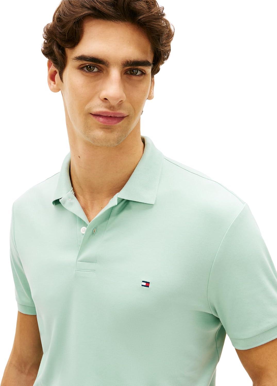 imageTommy Hilfiger Mens Short Sleeve Casual Polo Shirts in Regular Fit with Liquid CottonCrushed Mint