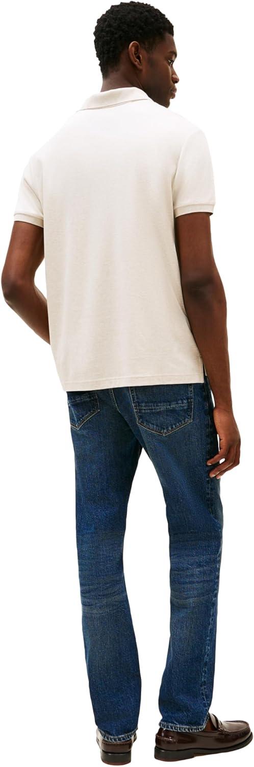 imageTommy Hilfiger Mens Short Sleeve Casual Polo Shirts in Regular Fit with Liquid CottonHeathered Oatmilk