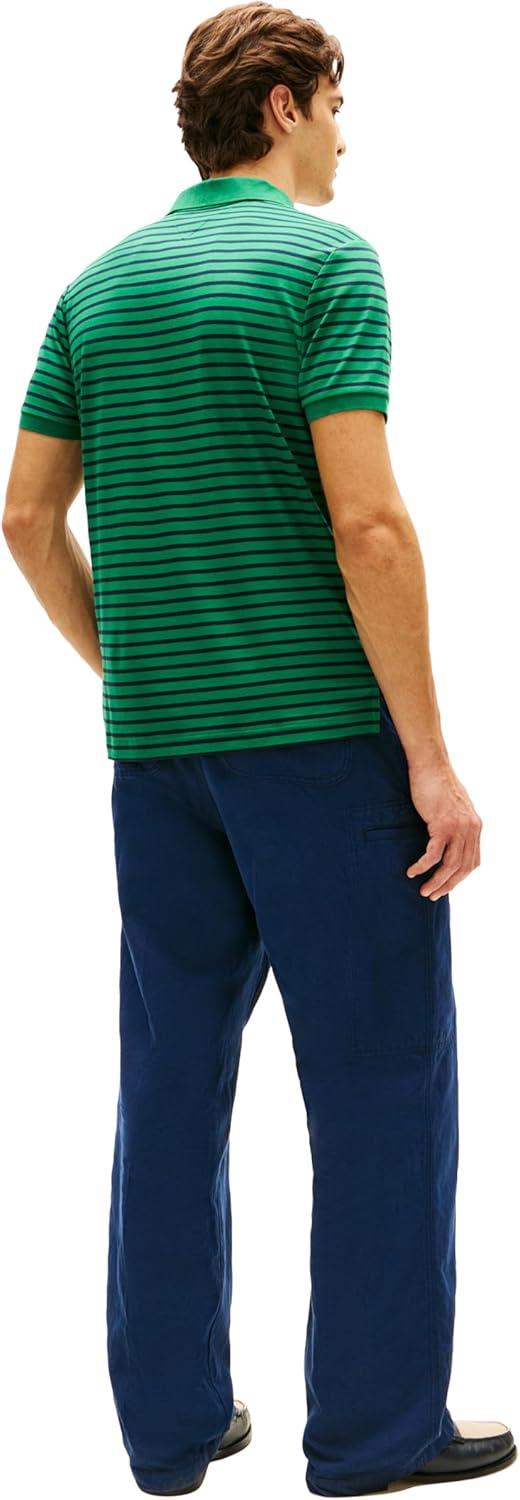 imageTommy Hilfiger Mens Short Sleeve Casual Polo Shirts in Regular Fit with Liquid CottonNouveau Green Desert Sky