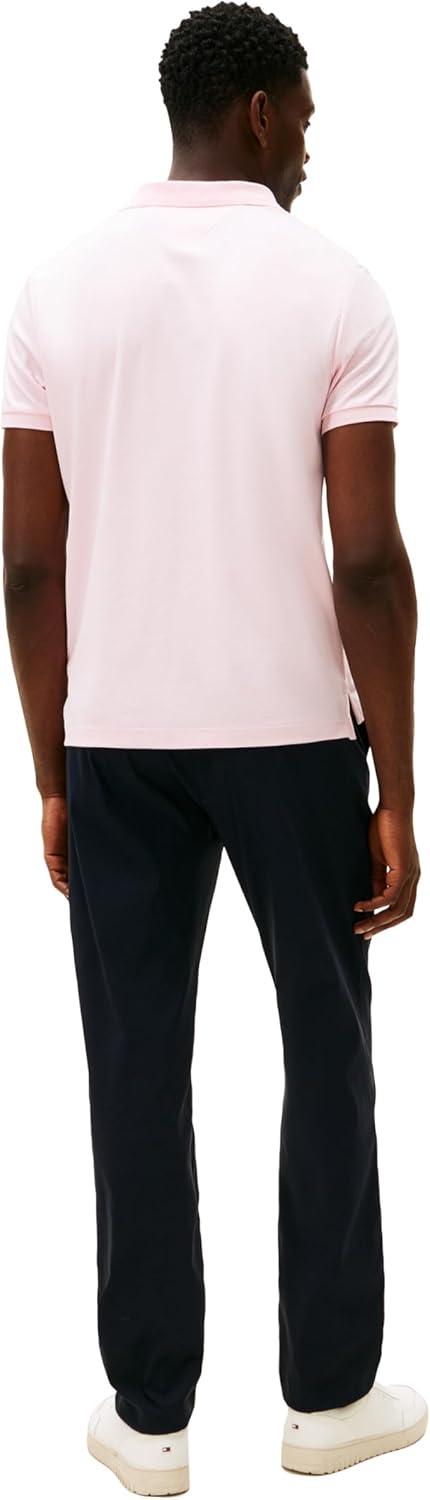 imageTommy Hilfiger Mens Short Sleeve Casual Polo Shirts in Regular Fit with Liquid CottonPink Lily