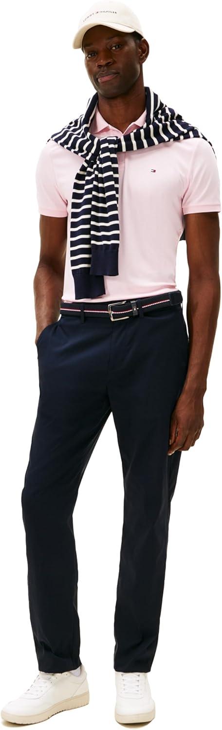 imageTommy Hilfiger Mens Short Sleeve Casual Polo Shirts in Regular Fit with Liquid CottonPink Lily