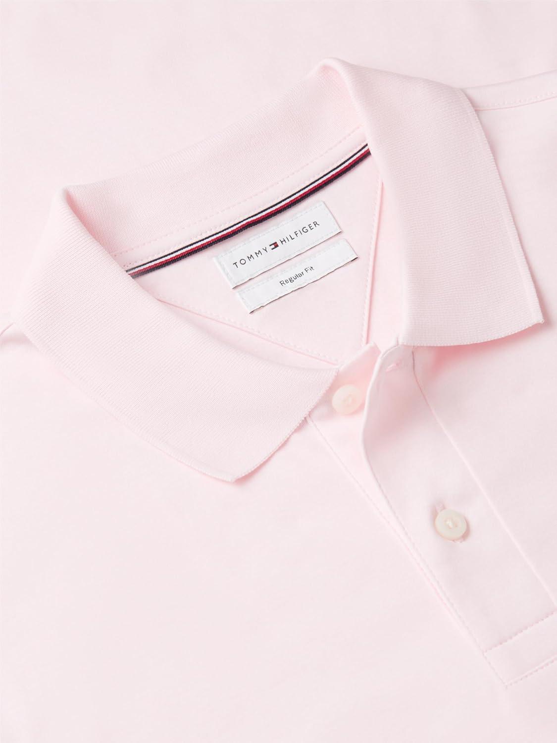 imageTommy Hilfiger Mens Short Sleeve Casual Polo Shirts in Regular Fit with Liquid CottonPink Lily