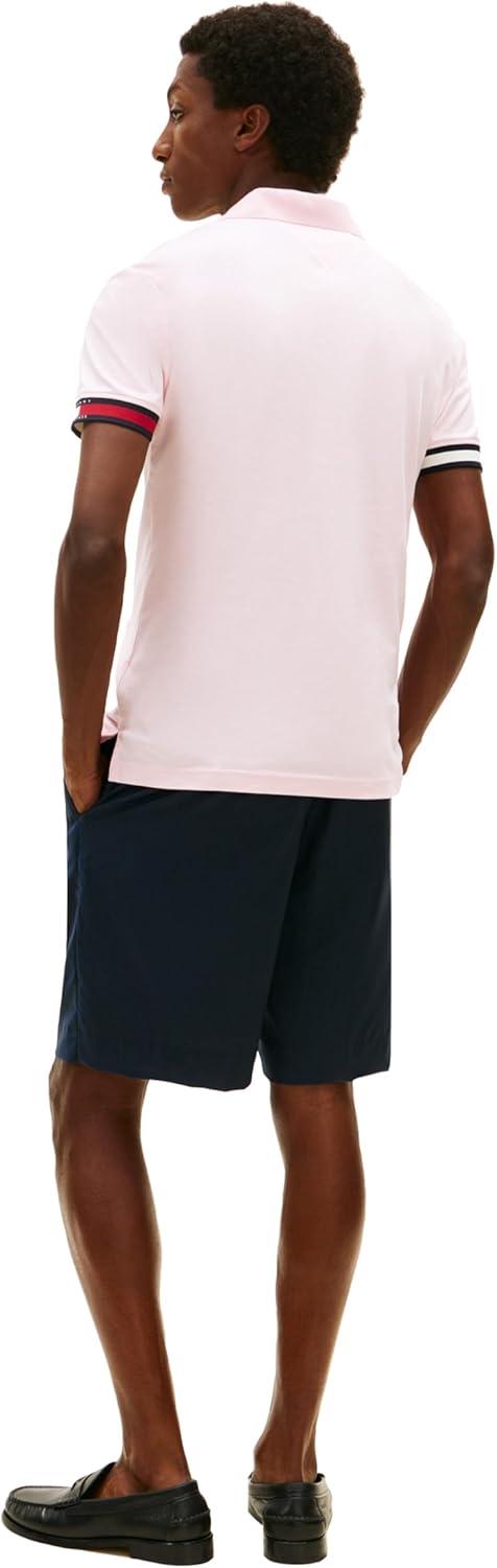 imageTommy Hilfiger Mens Short Sleeve Casual Polo Shirts in Regular Fit with Liquid CottonPink LilyRwb