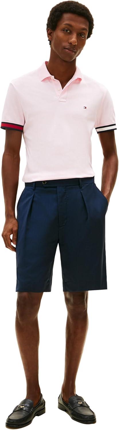 imageTommy Hilfiger Mens Short Sleeve Casual Polo Shirts in Regular Fit with Liquid CottonPink LilyRwb