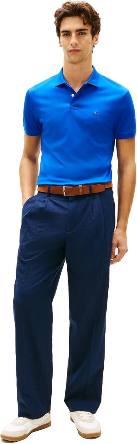 imageTommy Hilfiger Mens Short Sleeve Casual Polo Shirts in Regular Fit with Liquid CottonRegal Blue