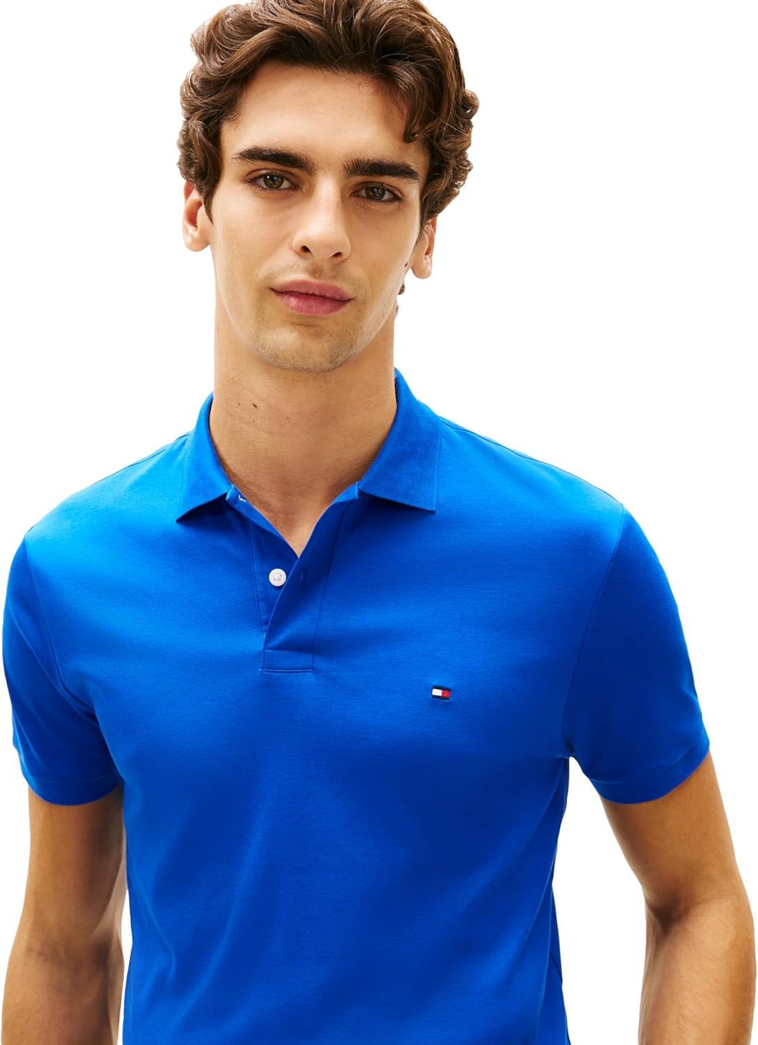 imageTommy Hilfiger Mens Short Sleeve Casual Polo Shirts in Regular Fit with Liquid CottonRegal Blue
