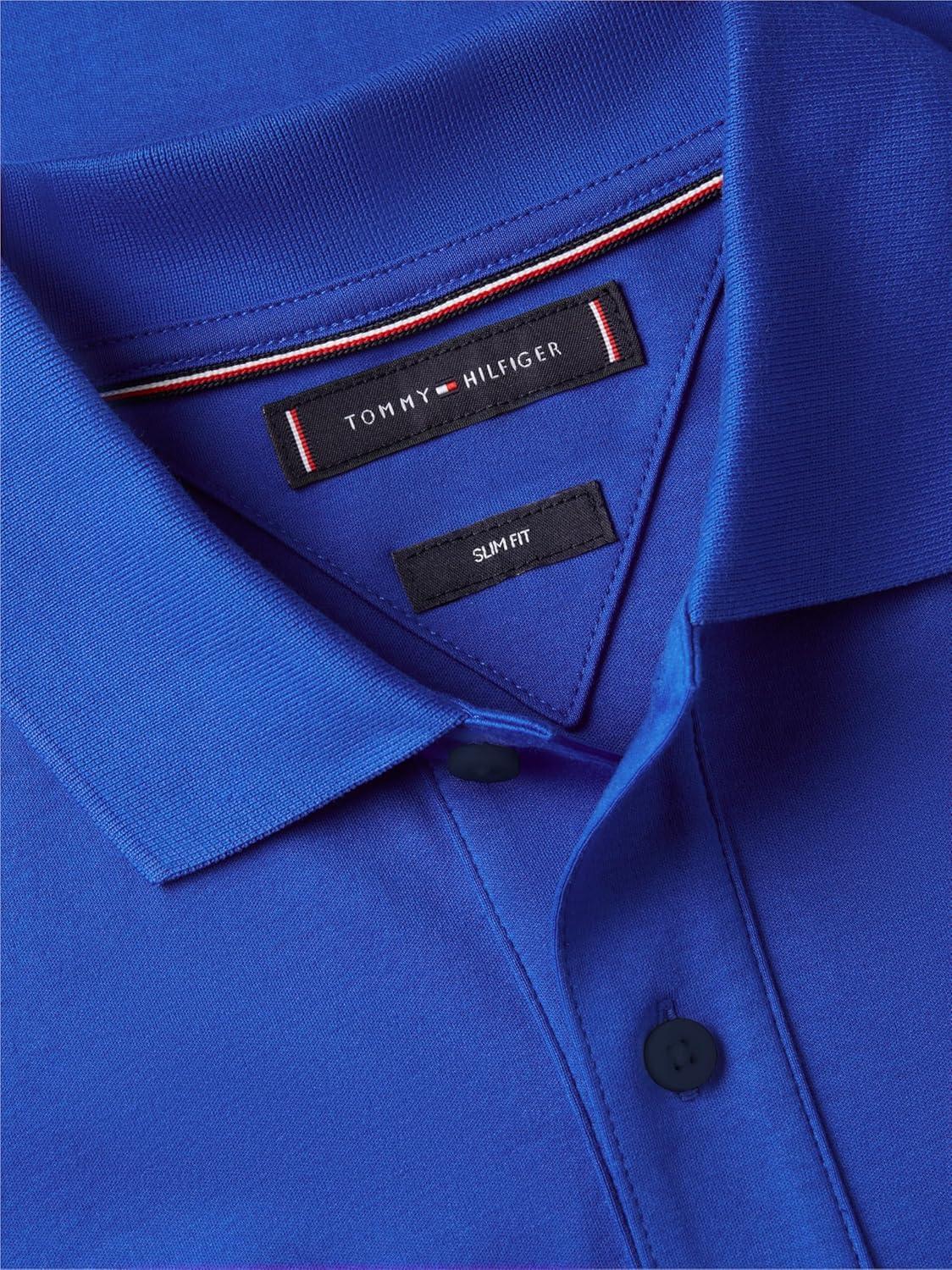 imageTommy Hilfiger Mens Short Sleeve Casual Polo Shirts in Regular Fit with Liquid CottonRegal BlueRwb