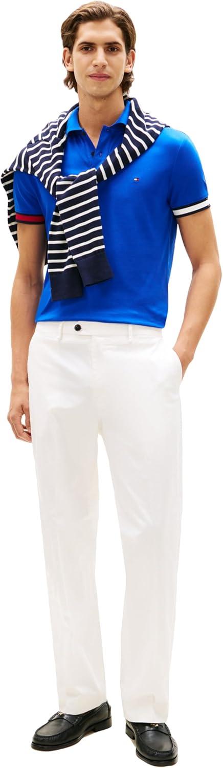 imageTommy Hilfiger Mens Short Sleeve Casual Polo Shirts in Regular Fit with Liquid CottonRegal BlueRwb