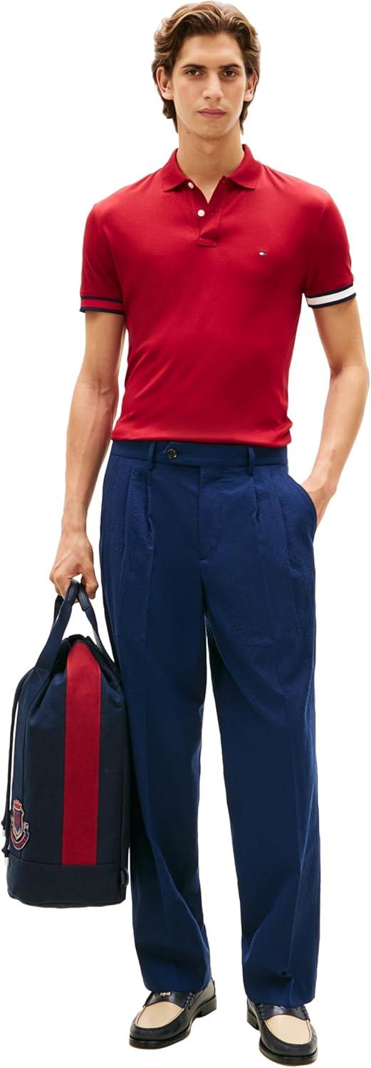 imageTommy Hilfiger Mens Short Sleeve Casual Polo Shirts in Regular Fit with Liquid CottonRegatta Red