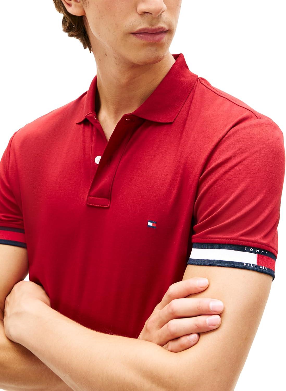 imageTommy Hilfiger Mens Short Sleeve Casual Polo Shirts in Regular Fit with Liquid CottonRegatta Red