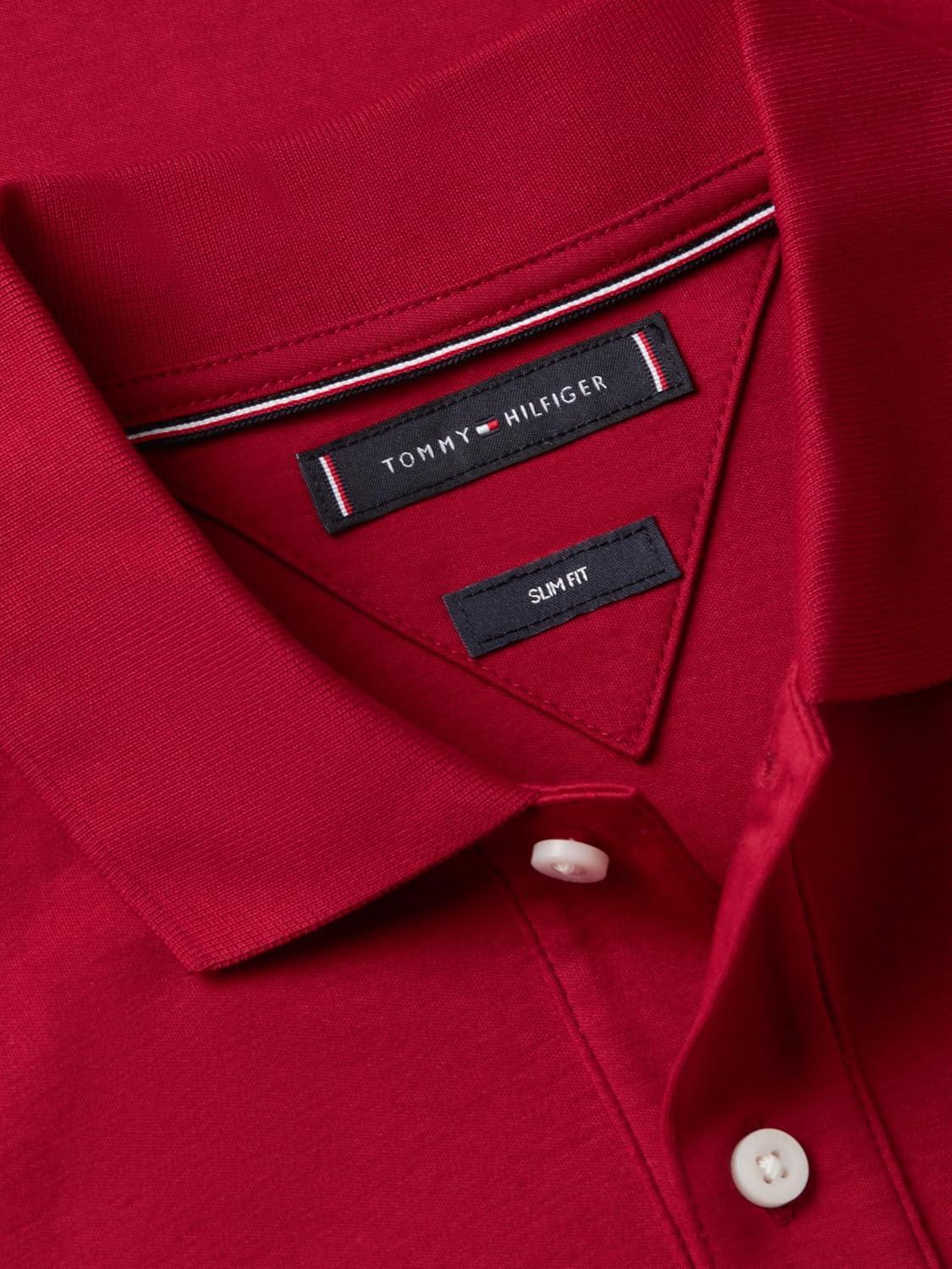 imageTommy Hilfiger Mens Short Sleeve Casual Polo Shirts in Regular Fit with Liquid CottonRegatta Red